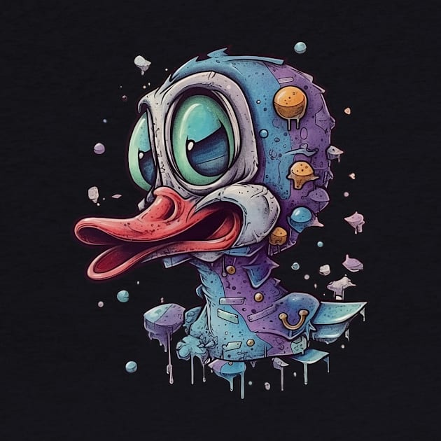 Trippy cartoon duck by stkUA